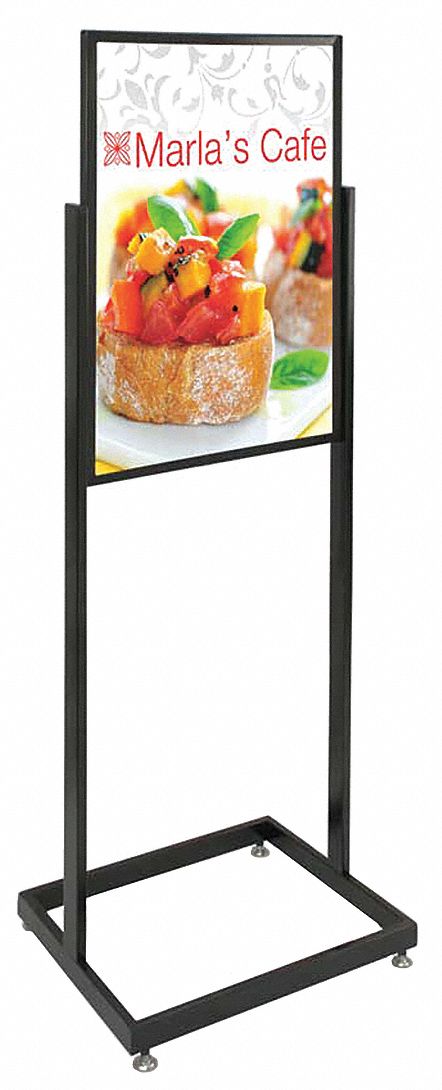 United Visual Sign Holder, Pedestal, 22x28, Alum, Black - UVE58113-black