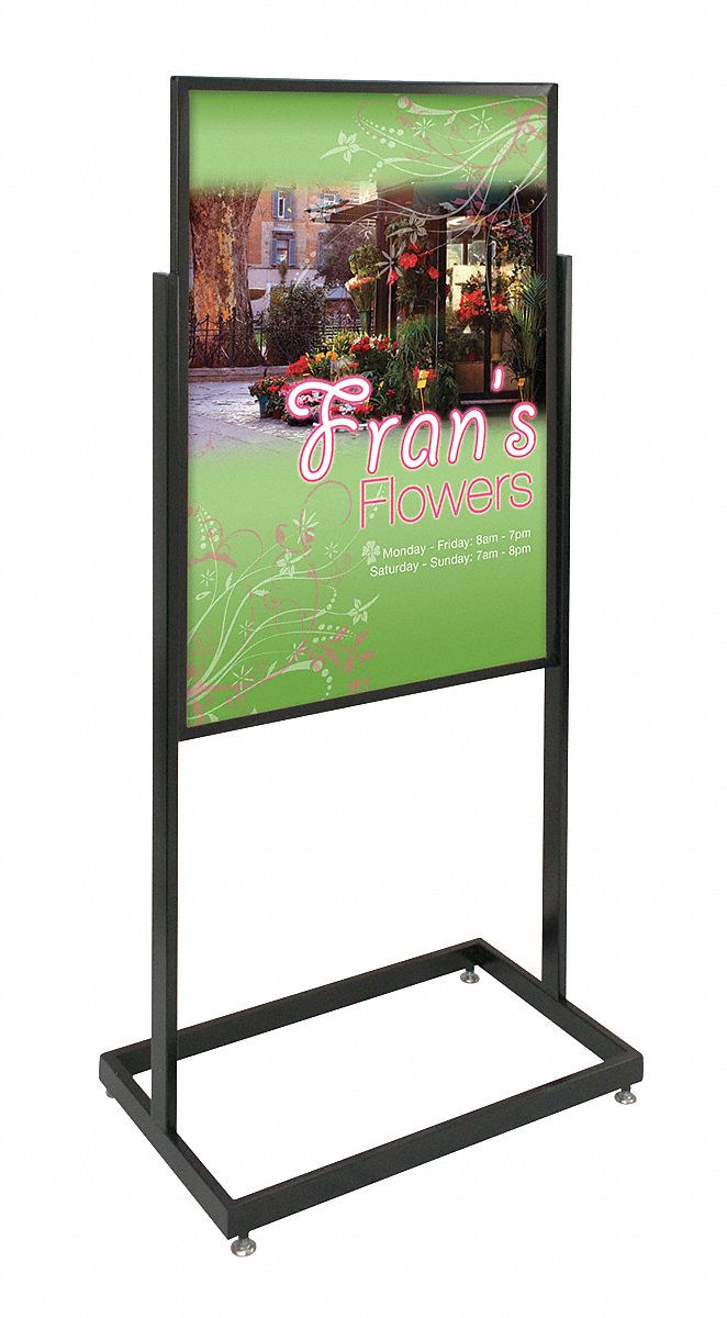 United Visual Sign Holder, Pedestal, 24x36, Alum, Black - UVE52436-black