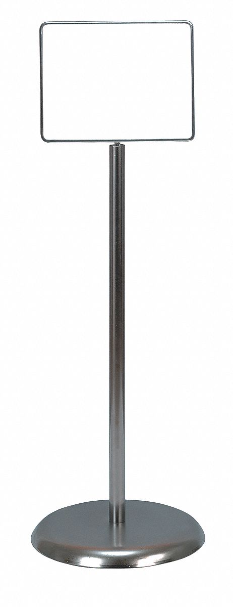 United Visual Sign Holder, Pedestal, 14x11, Metal, Chrome - UVPSH17