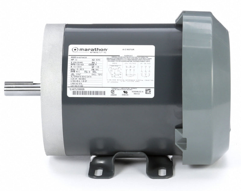 Marathon Motors 1/3 HP, General Purpose Motor, 3-Phase, 1725 Nameplate RPM, 208-230/460 Voltage, 56C Frame - 5K42FN4035