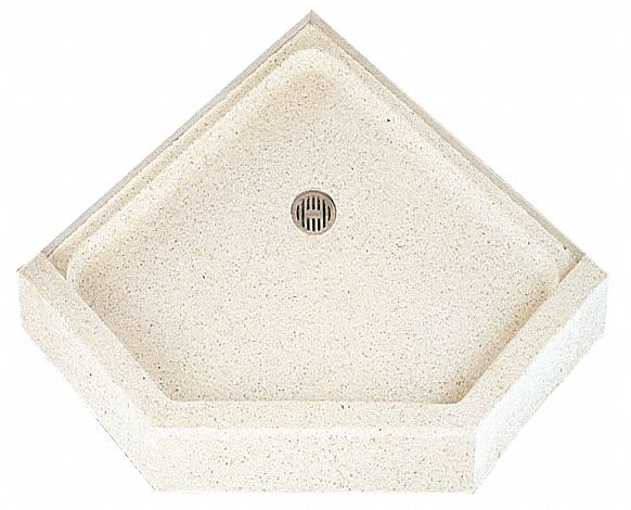 Fiat Products 36 in" x 36 in" x 4 in" Single Threshold, Corner Unit Terrazzo Shower Floor - 36MFTC081
