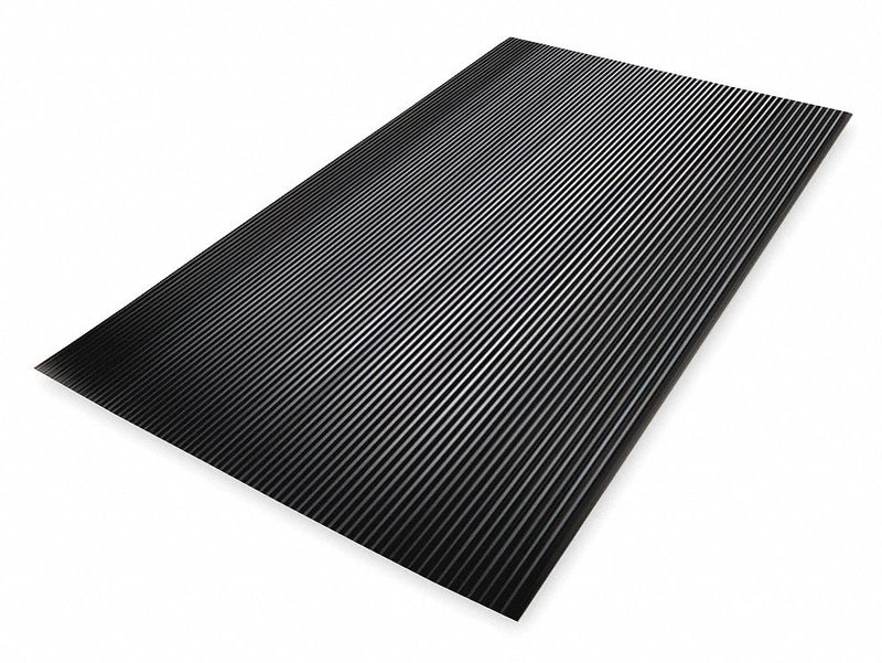 Notrax Switchboard Mat, Corrugated Surface Pattern, 5 ft L, 3 ft W, 1/4 in Thick - 830S0035BL