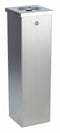 No Butts Bin 1 3/4 gal Cigarette Receptacle, 29 in Height, 8 in Base Dia., Metal, Silver - FLT01