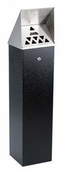 No Butts Bin 1 3/4 gal Cigarette Receptacle, 35 in Height, 8 in Base Dia., Metal, Black - HDD04