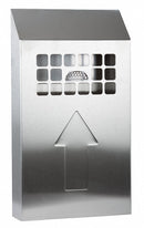 No Butts Bin 1/2 gal Cigarette Receptacle, 18 in Height, 10 in Base Dia., Metal, Silver - NBB01