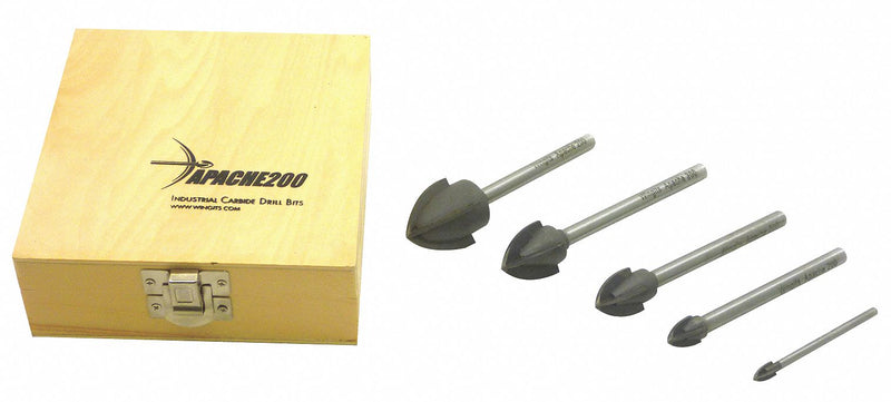 WingIts 5-PC Round Glass and Tile Drill Bit Set, Solid Carbide, Uncoated - WA2005PCS
