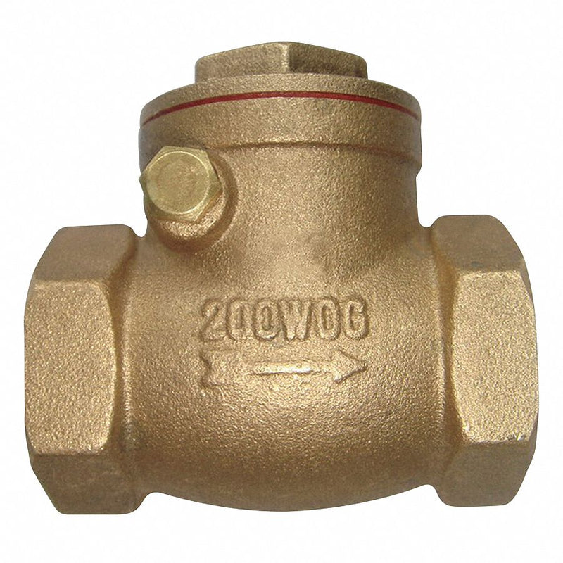 Top Brand Check Valve, 1/2 in, Single, Inline Swing, Brass, FNPT x FNPT - 6VDT3