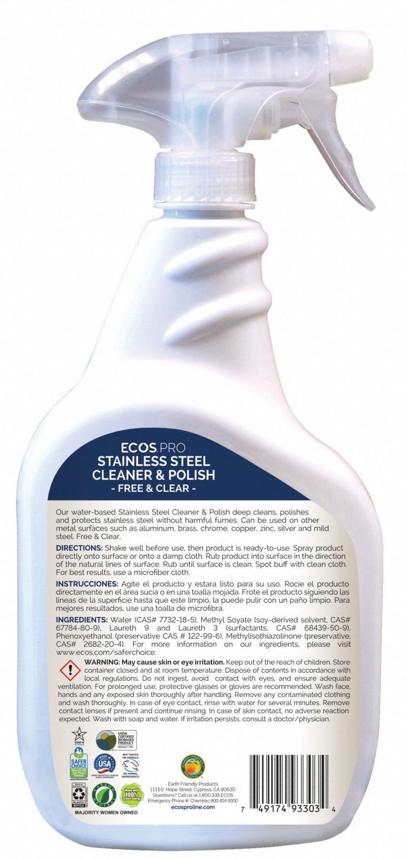 Ecos Pro Metal Cleaner and Polish, 32 oz. Cleaner Container Size - PL9330/6