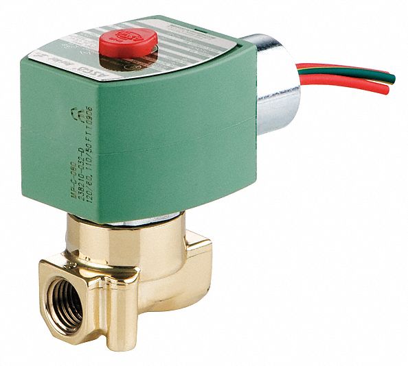 Redhat 24V DC Brass Solenoid Valve, Normally Open, 1/4" Pipe Size - 8262H260