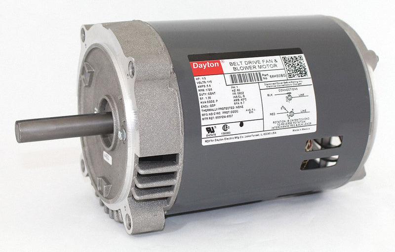 Dayton 1/3 HP Belt Drive Motor, Split-Phase, 1725 Nameplate RPM, 115 Voltage, Frame 56CZ - 6XH50