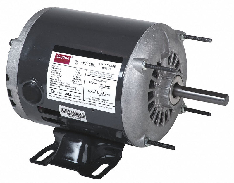 Dayton 1/4 HP, General Purpose Motor, Split-Phase, 1725 Nameplate RPM, 115 Voltage, 48Z Frame - 6XJ35