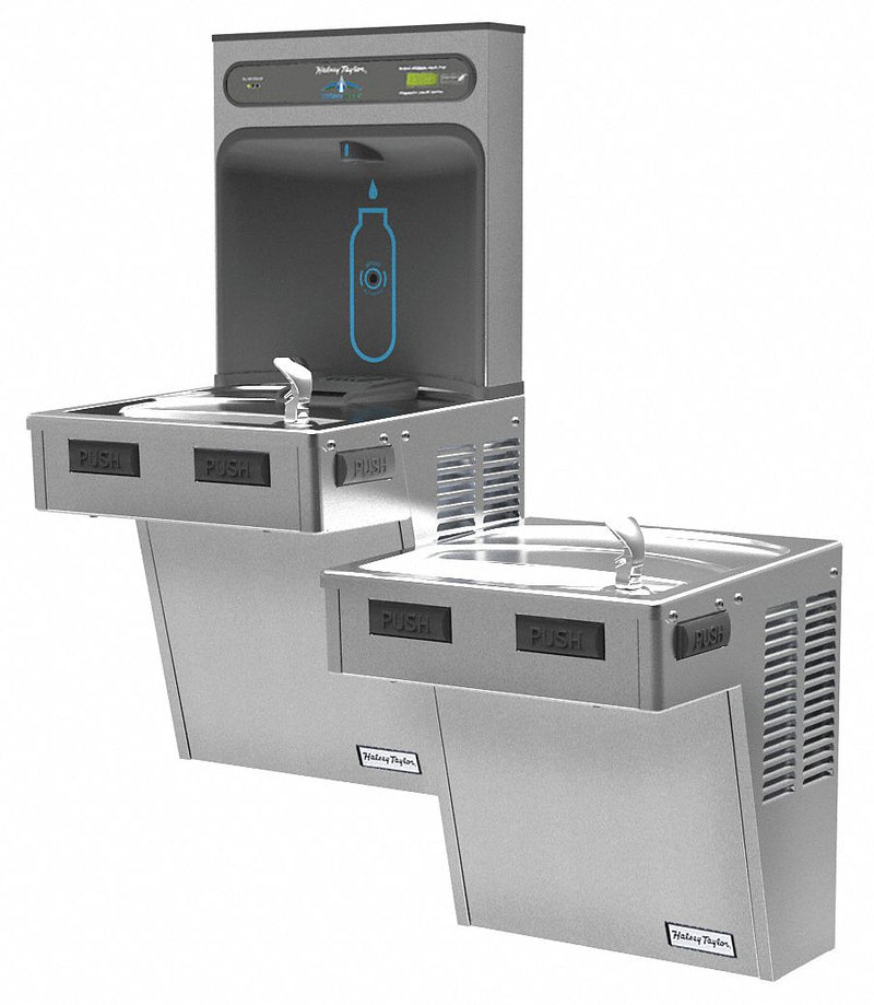 Halsey Taylor Refrigerated, Dispenser Design Wall, Water Cooler with Bottle Filling Station, Number of Levels 2 - HTHB-HAC8BLSS-NF