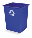 Rubbermaid 56 gal Square Recycling Can, Plastic, Blue - FG256B73BLUE
