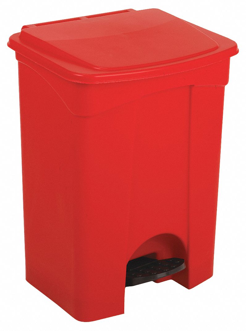 Tough Guy 18 gal Rectangular Step Can, Plastic, Red - 6YLP4