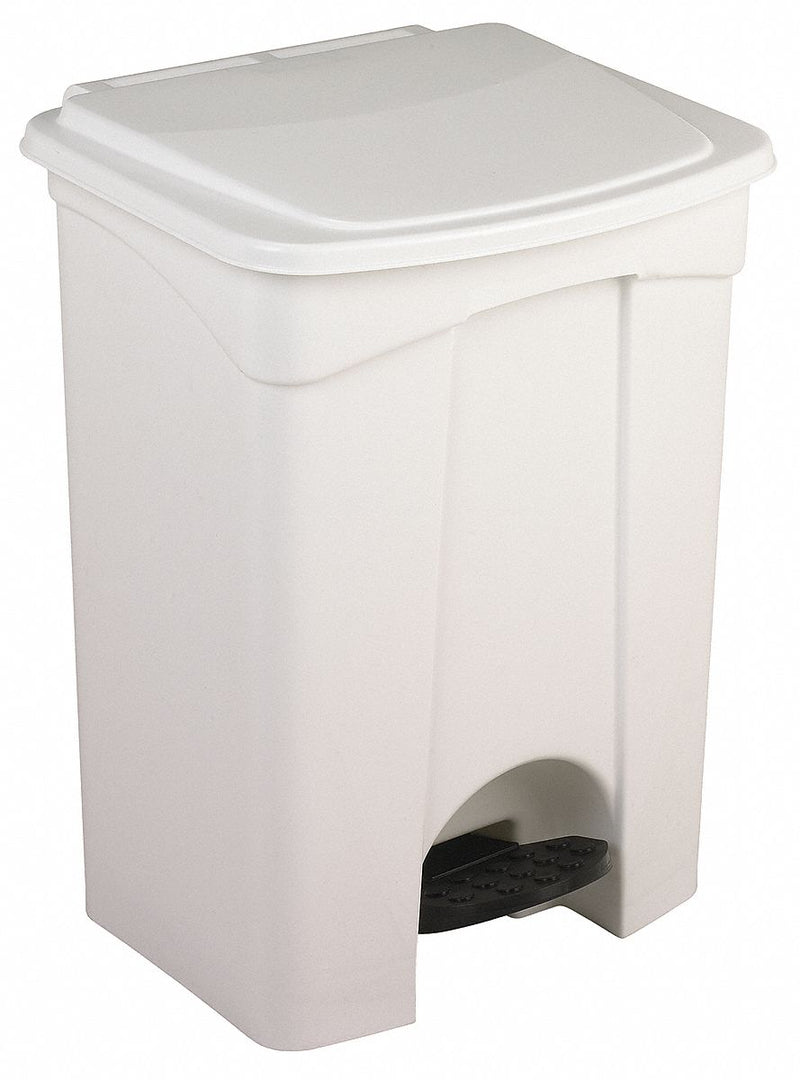 Tough Guy 18 gal Rectangular Step Can, Plastic, White - 6YLP5