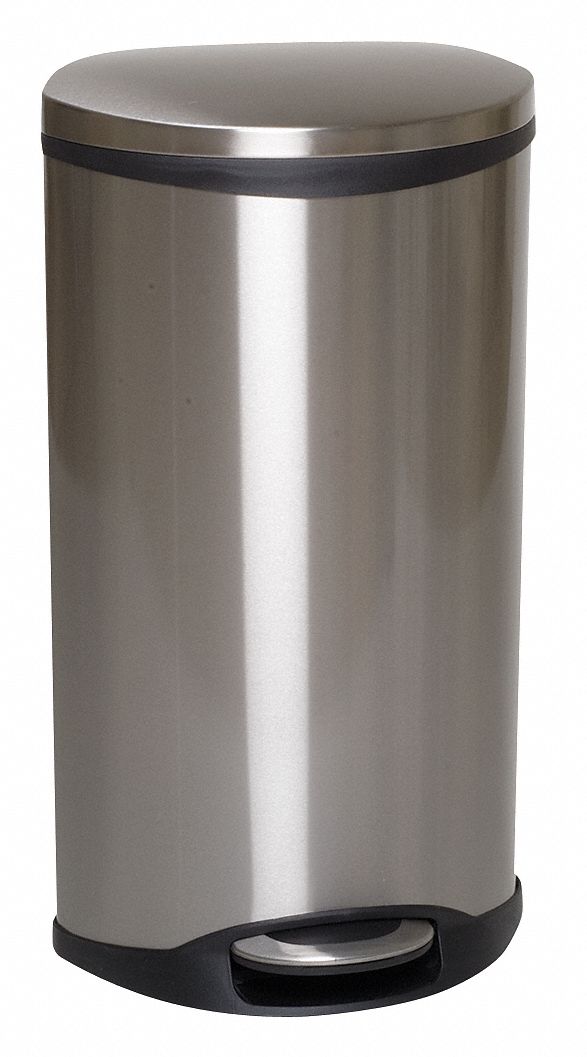 Tough Guy 8 gal Oval Step Can, Metal, Silver - 6ZCL1