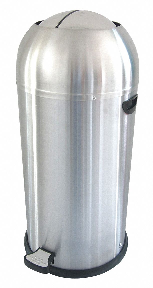 Tough Guy 10 gal Round Step Can, Metal, Silver - 6ZCL4