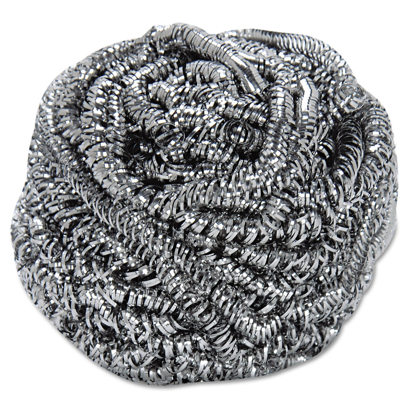 Boardwalk Stainless Steel Scrubber, 2 1/2 X 2 3/4, Steel Gray, 12/Carton - BWK50