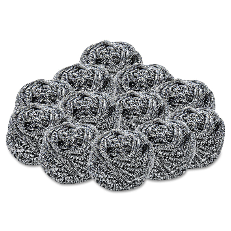 Boardwalk Stainless Steel Scrubber, 2 1/2 X 2 3/4, Steel Gray, 12/Carton - BWK50