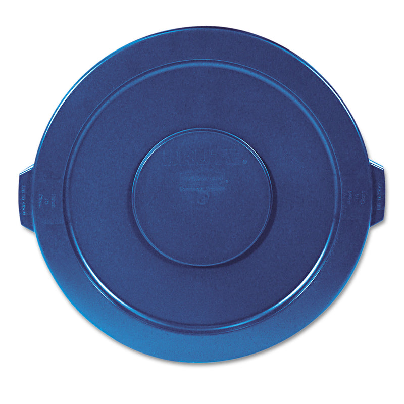 Rubbermaid Round Flat Top Lid, For 32 Gal Round Brute Containers, 22.25" Diameter, Blue - RCP263100BE