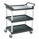Rubbermaid Economy Plastic Cart, Three-Shelf, 18.63W X 33.63D X 37.75H, Black - RCP342488BLA