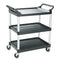 Rubbermaid Economy Plastic Cart, Three-Shelf, 18.63W X 33.63D X 37.75H, Black - RCP342488BLA