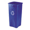 Rubbermaid Recycled Untouchable Square Recycling Container, Plastic, 23 Gal, Blue - RCP356973BE