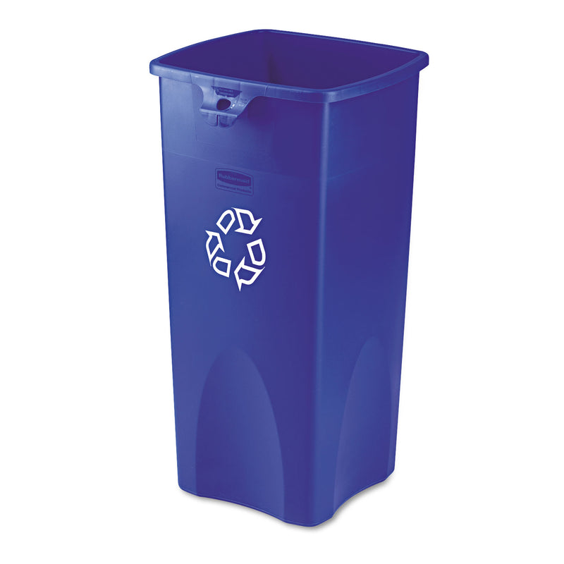 Rubbermaid Recycled Untouchable Square Recycling Container, Plastic, 23 Gal, Blue - RCP356973BE