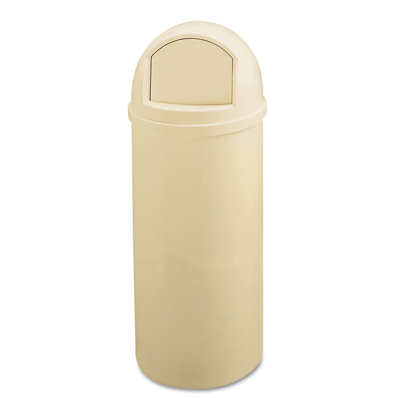 Rubbermaid Marshal Classic Container, Round, Polyethylene, 25 Gal, Beige - RCP817088BG