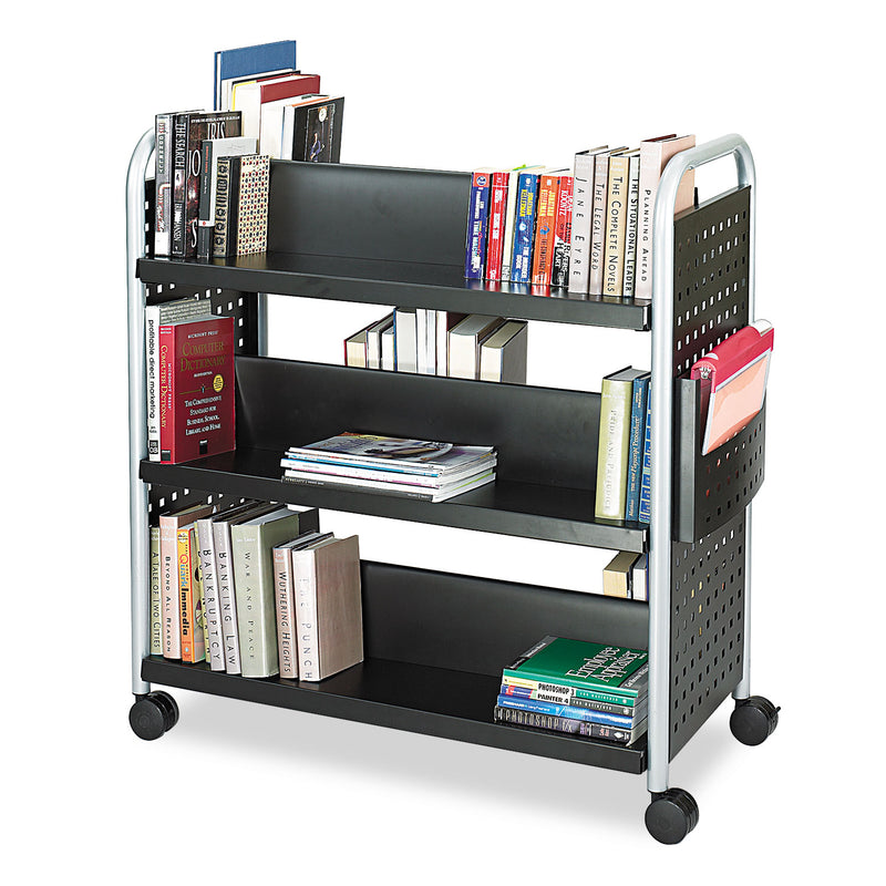 Safco Scoot Book Cart, Six-Shelf, 41.25W X 17.75D X 41.25H, Black - SAF5335BL