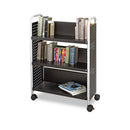 Safco Scoot Book Cart, Three-Shelf, 33W X 14.25D X 44.25H, Black - SAF5336BL