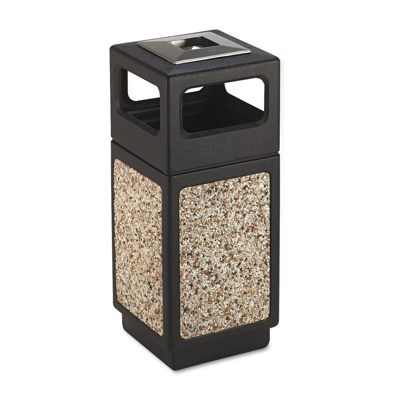 Safco Canmeleon Ash/Trash Receptacle, Square, Aggregate/Polyethylene, 15 Gal, Black - SAF9470NC