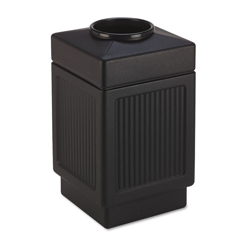 Safco Canmeleon Top-Open Receptacle, Square, Polyethylene, 38 Gal, Textured Black - SAF9475BL