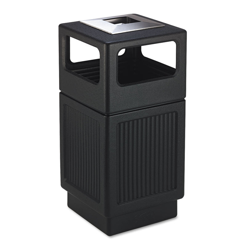 Safco Canmeleon Ash/Trash Receptacle, Square, Polyethylene, 38 Gal, Textured Black - SAF9477BL