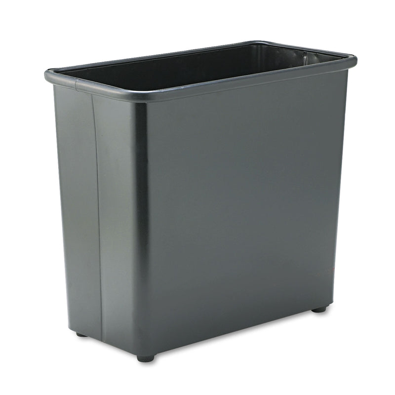 Safco Rectangular Wastebasket, Steel, 27.5 Qt, Black - SAF9616BL