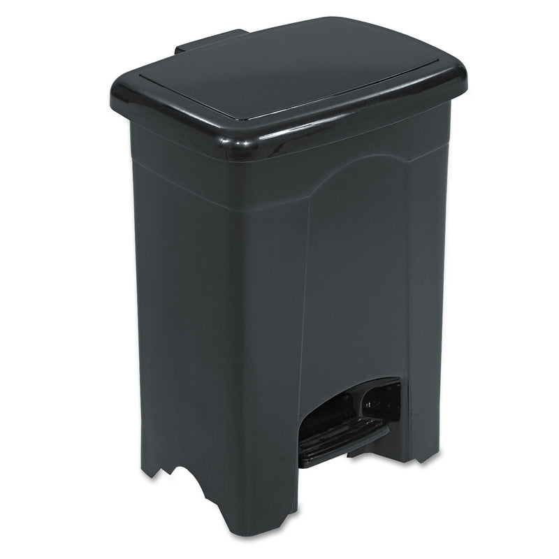 Safco Step-On Receptacle, Rectangular, Plastic, 4 Gal, Black - SAF9710BL