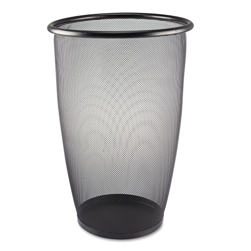 Safco Onyx Round Mesh Wastebasket, Steel Mesh, 9 Gal, Black - SAF9718BL
