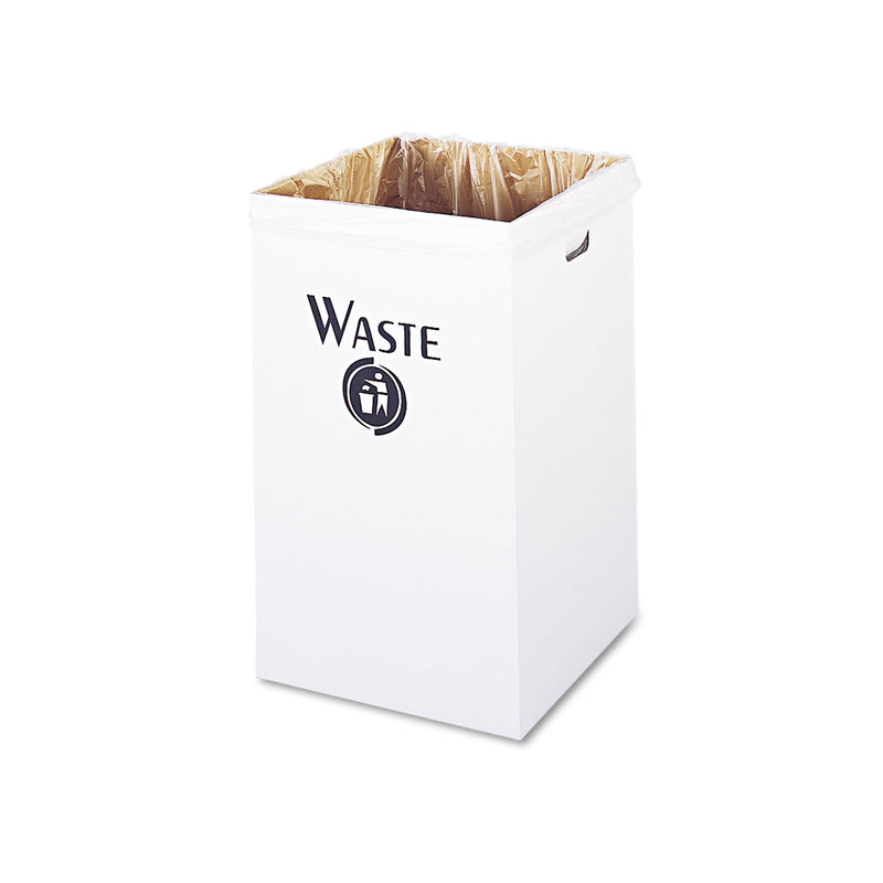 Safco Corrugated Waste Receptacle, Square, 40 Gal, White, 12/Carton - SAF9745