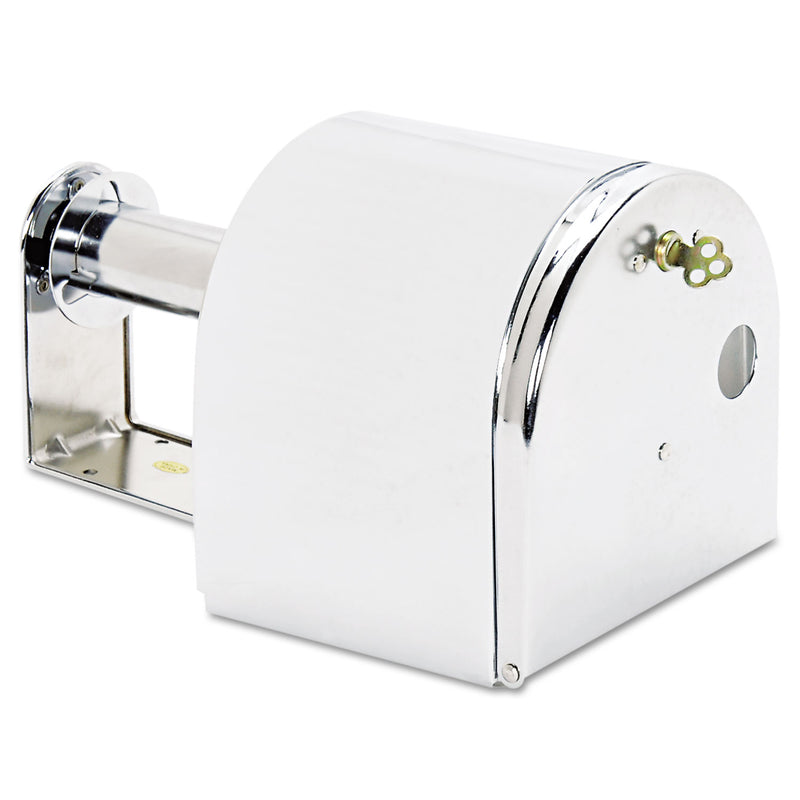 San Jamar Covered Reserve Roll Toilet Dispenser, 10 X 6 1/4 X 6, Chrome - SJMR1500XC