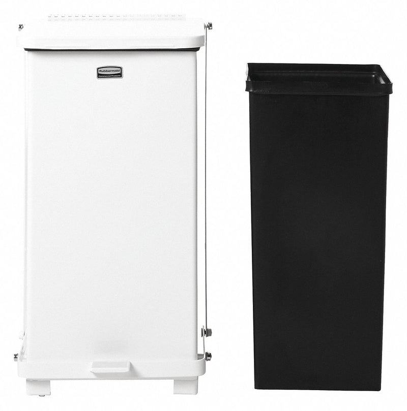 Rubbermaid 40 gal Square Step Can, Metal, White - FGST40EPLWH