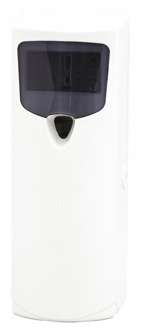 Hospeco Metered Air Freshener Dispenser, 6000 cu. ft. Coverage, Aerosol Canister Refill Type, White - 07531L