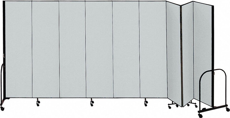 Screenflex Portable Room Divider, Number of Panels 9, 7 ft. 4" Overall Height, 16 ft. 9" Overall Width - CFSL749 GREY