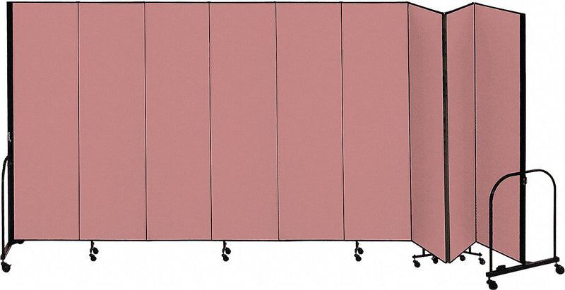 Screenflex Portable Room Divider, Number of Panels 9, 8 ft. Overall Height, 16 ft. 9" Overall Width - CFSL809 MAUVE