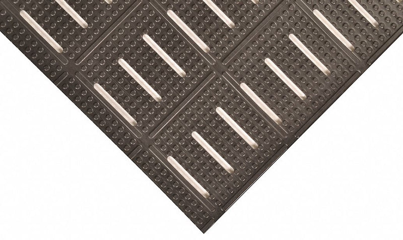 Condor Drainage Mat, 24 in L, 3 ft W, 3/8 in Thick, Rectangle, Black - 3LLZ8