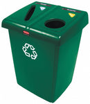 Rubbermaid (2) 23 gal Rectangular Recycling Station, Plastic, Green - 1792340
