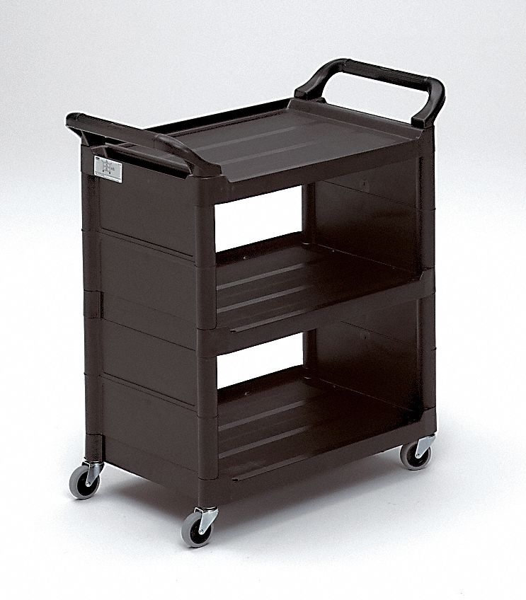 Rubbermaid Enclosed Service Cart, 150 lb. Load Capacity, Polypropylene, Black - FG342100BLA