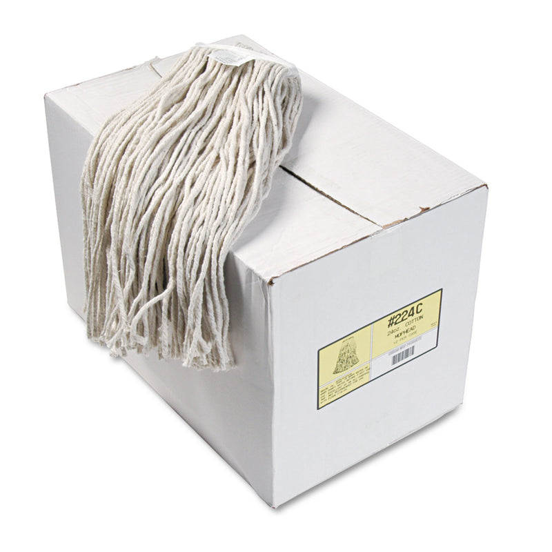 Boardwalk Premium Cut-End Wet Mop Heads, Cotton, 24Oz, White, 12/Carton - BWK224CCT