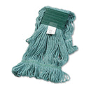 Boardwalk Super Loop Wet Mop Head, Cotton/Synthetic Fiber, 5" Headband, Medium Size, Green - BWK502GNEA
