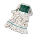 Boardwalk Super Loop Wet Mop Head, Cotton/Synthetic Fiber, 5" Headband, Medium Size, White - BWK502WHEA