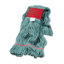 Boardwalk Super Loop Wet Mop Head, Cotton/Synthetic Fiber, 5" Headband, Large Size, Green, 12/Carton - BWK503GNCT